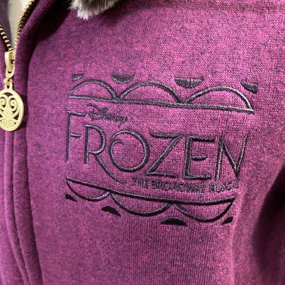 Disney Frozen Broadway Musical Jacket Fur Hoodie Sz XL Purple Embroidered - Picture 5 of 12